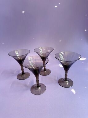 Vintage Smoky Gray Martini Glasses - Set of 4 - MCM